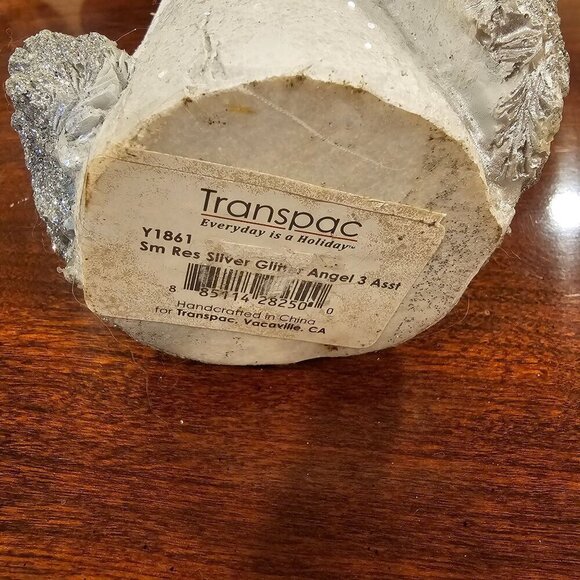 Vintage Transpac Silver Glitter Angel Figurine Handcrafted Resin Holiday Décor - Picture 4 of 8
